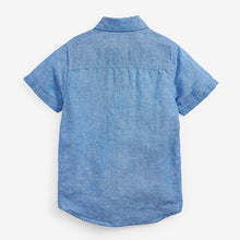 Load image into Gallery viewer, Blue Short Sleeve Linen Mix Shirt (3-12yrs)
