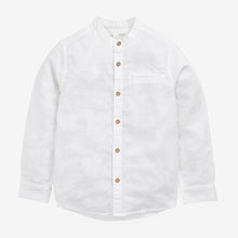 Load image into Gallery viewer, White Long Sleeve Grandad Collar Linen Mix Shirt (3-12yrs)
