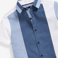 Load image into Gallery viewer, Blue Colourblock Short Sleeve Oxford Shirt (3-12yrs)
