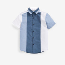 Load image into Gallery viewer, Blue Colourblock Short Sleeve Oxford Shirt (3-12yrs)
