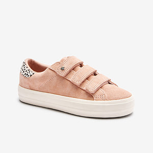 Pink Suede Touch Fastening Trainers (Older Girl)