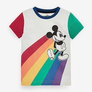 White Rainbow Mickey Mouse Short Sleeve T-Shirt (3mths-5yrs)