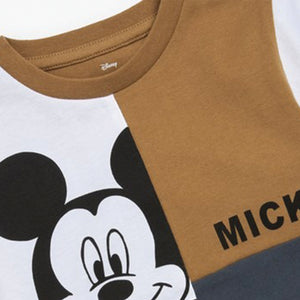 White/Tan Mickey Mouse Colourblock T-Shirt (3mths-5yrs)