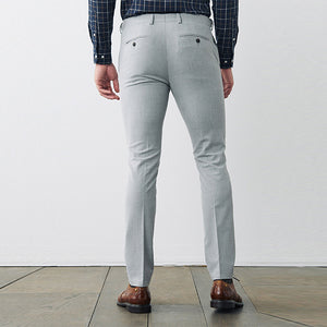 Light Grey Skinny Fit Motion Flex Stretch Suit: Trousers