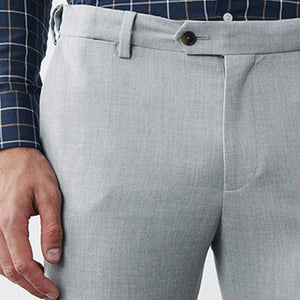 Light Grey Skinny Fit Motion Flex Stretch Suit: Trousers