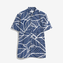 Load image into Gallery viewer, Navy Blue Printed Short Sleeve Shirt
