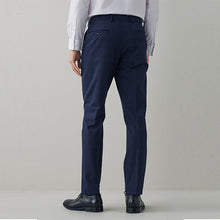 Load image into Gallery viewer, Navy Blue Slim Fit Motion Flex Check Suit: Trousers
