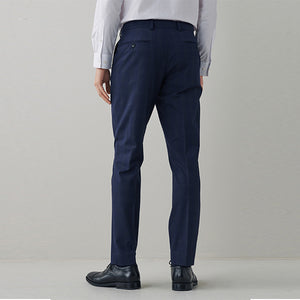 Navy Blue Slim Fit Motion Flex Check Suit: Trousers