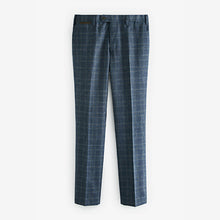 Load image into Gallery viewer, Blue Textured Check Slim Fit Suit: Trousers
