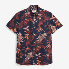 Load image into Gallery viewer, Burgundy Leaf Printed Short Sleeve Shirt
