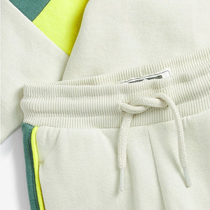 Cream Colourblock Sweatshirt And Jogger Set (3mths-5yrs)