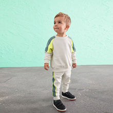 Load image into Gallery viewer, Cream Colourblock Sweatshirt And Jogger Set (3mths-5yrs)
