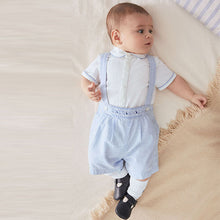 Load image into Gallery viewer, Blue Baby 3 Piece Smart Shirt, Shorts and Socks Set (0mths-18mths)
