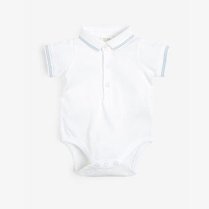 White 2 Pack Baby Poloshirt Bodysuits (0mth-18mths)