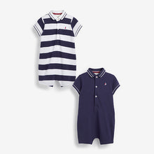Load image into Gallery viewer, Navy Baby 2 Pack Rompers (0mths-18mths)
