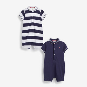 Navy Baby 2 Pack Rompers (0mths-18mths)