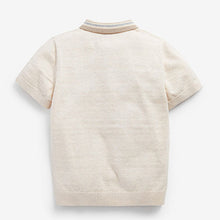 Load image into Gallery viewer, Ecru White Textured Knit Polo Shirt (3-12yrs)

