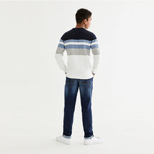 Load image into Gallery viewer, Navy Blue Chest Stripe Jumper (3-12yrs)
