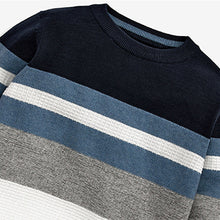 Load image into Gallery viewer, Navy Blue Chest Stripe Jumper (3-12yrs)
