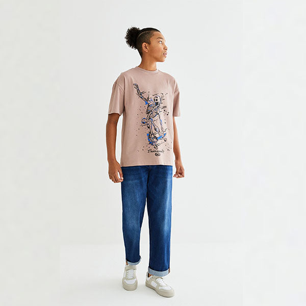 Old Pink Skate Skeleton Short Sleeve Graphic T-Shirt (3-12yrs)