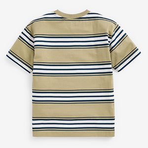 Muted Stripe 4 Pack Relaxed Fit Short Sleeve T-Shirts (3-12yrs)