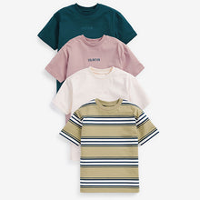 Load image into Gallery viewer, Muted Stripe 4 Pack Relaxed Fit Short Sleeve T-Shirts (3-12yrs)
