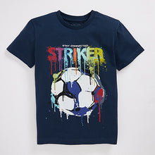 Load image into Gallery viewer, Blue/Black Short Sleeve Football T-Shirts 2 Pack (3-12yrs)
