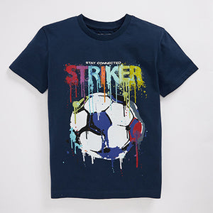 Blue/Black Short Sleeve Football T-Shirts 2 Pack (3-12yrs)