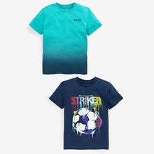 Load image into Gallery viewer, Blue/Black Short Sleeve Football T-Shirts 2 Pack (3-12yrs)
