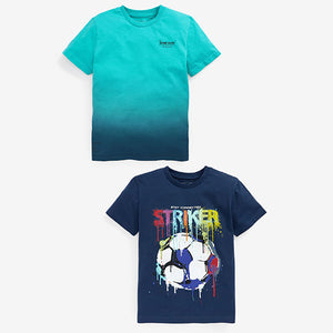 Blue/Black Short Sleeve Football T-Shirts 2 Pack (3-12yrs)