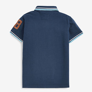 Navy Blue Heritage Badge Short Sleeve Polo Shirt (3-16yrs)