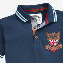 Load image into Gallery viewer, Navy Blue Heritage Badge Short Sleeve Polo Shirt (3-16yrs)
