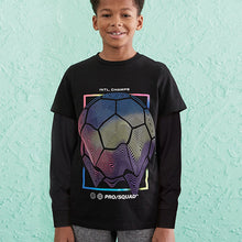 Load image into Gallery viewer, Black Long Sleeve Football T-Shirt (3-12yrs)
