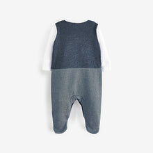 Load image into Gallery viewer, Navy Blue Waistcoat Smart Single Sleepsuit (0-18mths)

