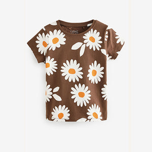Chocolate Brown Daisy Regular Fit T-Shirt (3-12yrs)