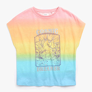 Multi Rainbow Ombre Sparkly Unicorn T-Shirt (3-12yrs)