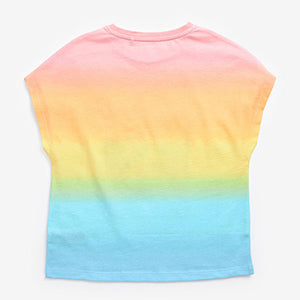 Multi Rainbow Ombre Sparkly Unicorn T-Shirt (3-12yrs)