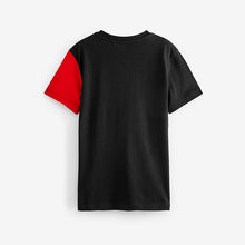 Load image into Gallery viewer, Black/Red Flame Football All Over Print T-Shirt (3-12yrs)
