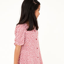 Load image into Gallery viewer, Pink Ditsy Shirred Sleeve Dress (3-12yrs)
