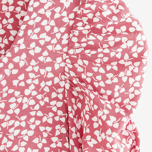 Pink Ditsy Shirred Sleeve Dress (3-12yrs)