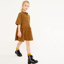 Load image into Gallery viewer, Orange/Black Gingham Relaxed Shirt Dress (3-12yrs)
