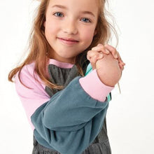 Load image into Gallery viewer, Black ColourBlock Raglan Denim Dress (3-12yrs)
