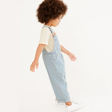 Load image into Gallery viewer, Blue Stripe Strawberry Cotton Dungaree And T-shirt Set (3mths-6yrs)
