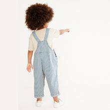 Load image into Gallery viewer, Blue Stripe Strawberry Cotton Dungaree And T-shirt Set (3mths-6yrs)
