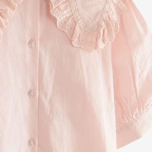 Pale Pink Lace Trim Collar Blouse (3-12yrs)