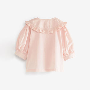 Pale Pink Lace Trim Collar Blouse (3-12yrs)