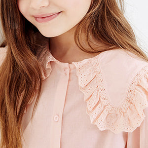 Pale Pink Lace Trim Collar Blouse (3-12yrs)