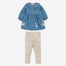 Load image into Gallery viewer, Denim Bunny Appliqué Dress And Leggings Set (3mths-6yrs)
