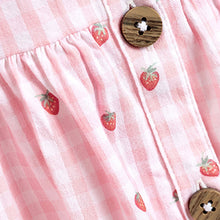 Load image into Gallery viewer, Pink Strawberry Gingham Sleeveless Frill Dress (3mths-6yrs)
