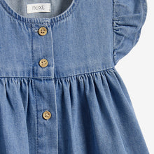 Load image into Gallery viewer, Blue Denim Frill Sleeve Cotton Dress (3mths-6yrs)
